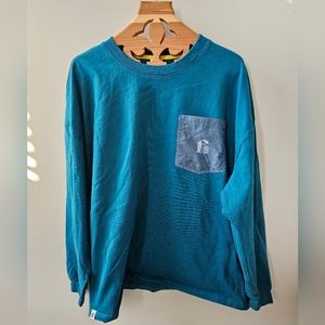 BONOBOS Mens Fielder Green Pullover Jersey, Long Sleeve Tee Shirt